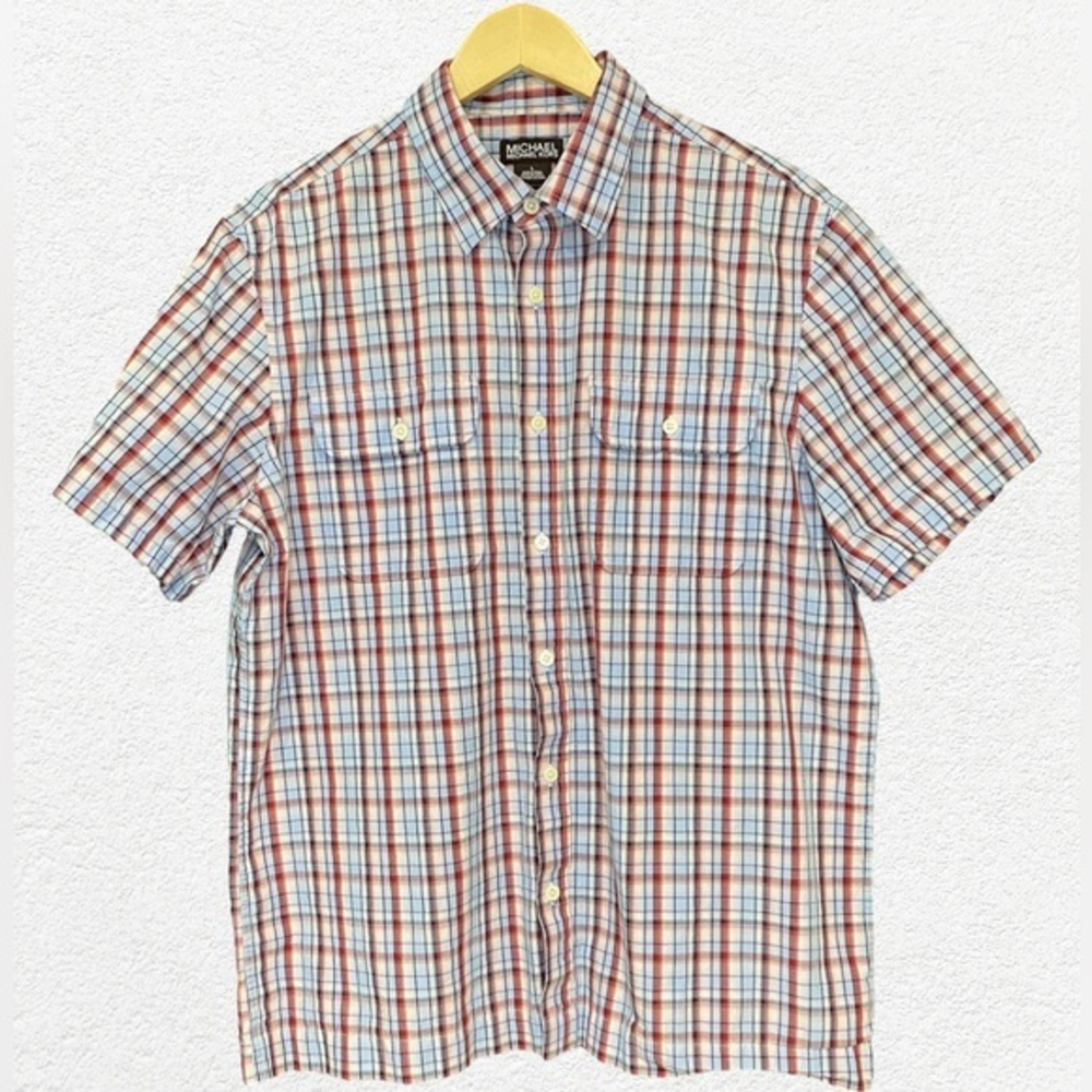 Michael Kors Men’s Short Sleeve Button Up Shirt Chest Pocket Casual‎ Size L